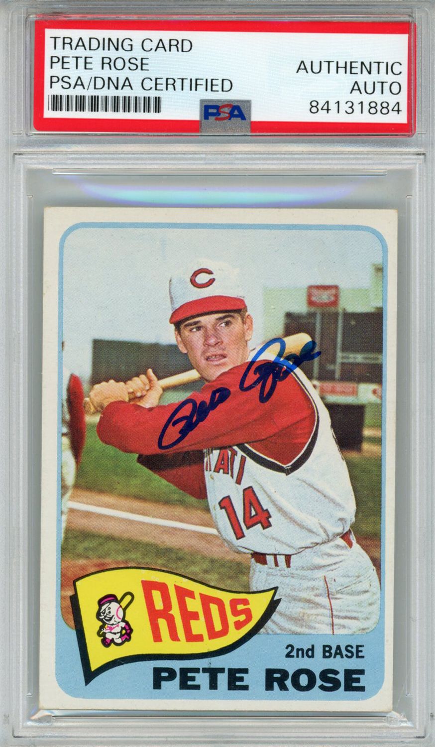 Pete Rose Autographed/Signed 1965 Topps #207 Trading Card PSA Slab