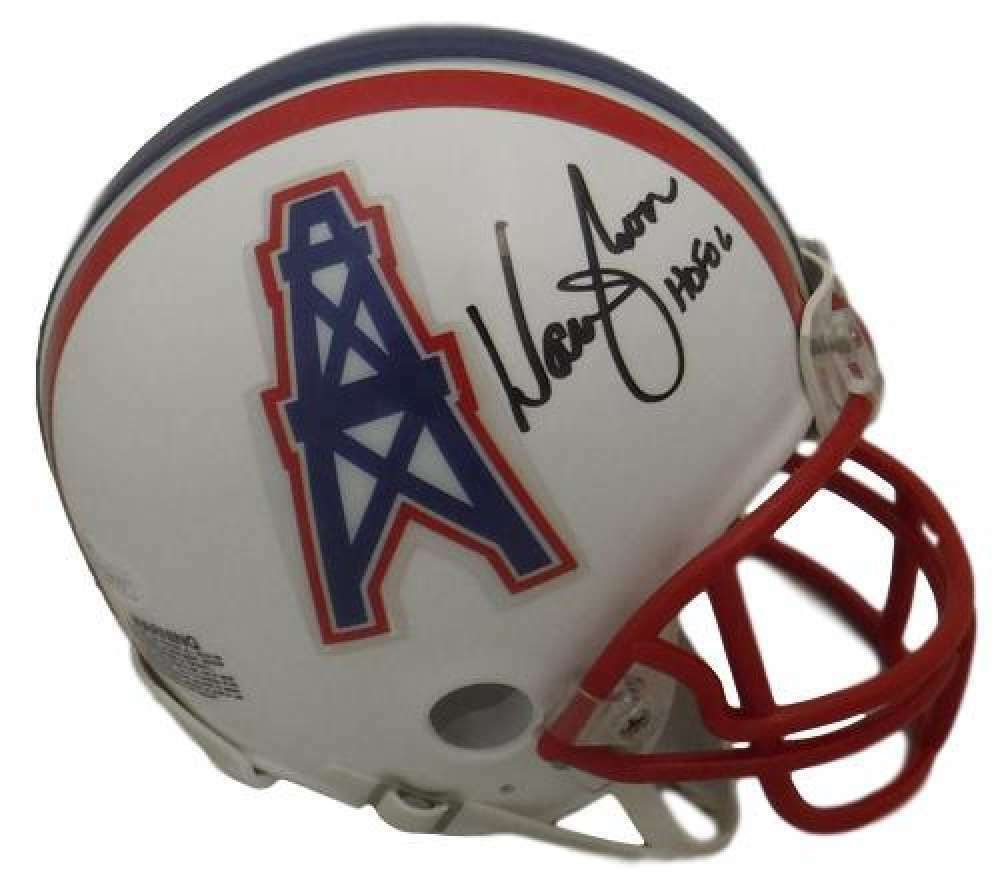 Warren Moon Autographed Houston Oilers Mini Helmet w/HOF 06 (In Black) JSA
