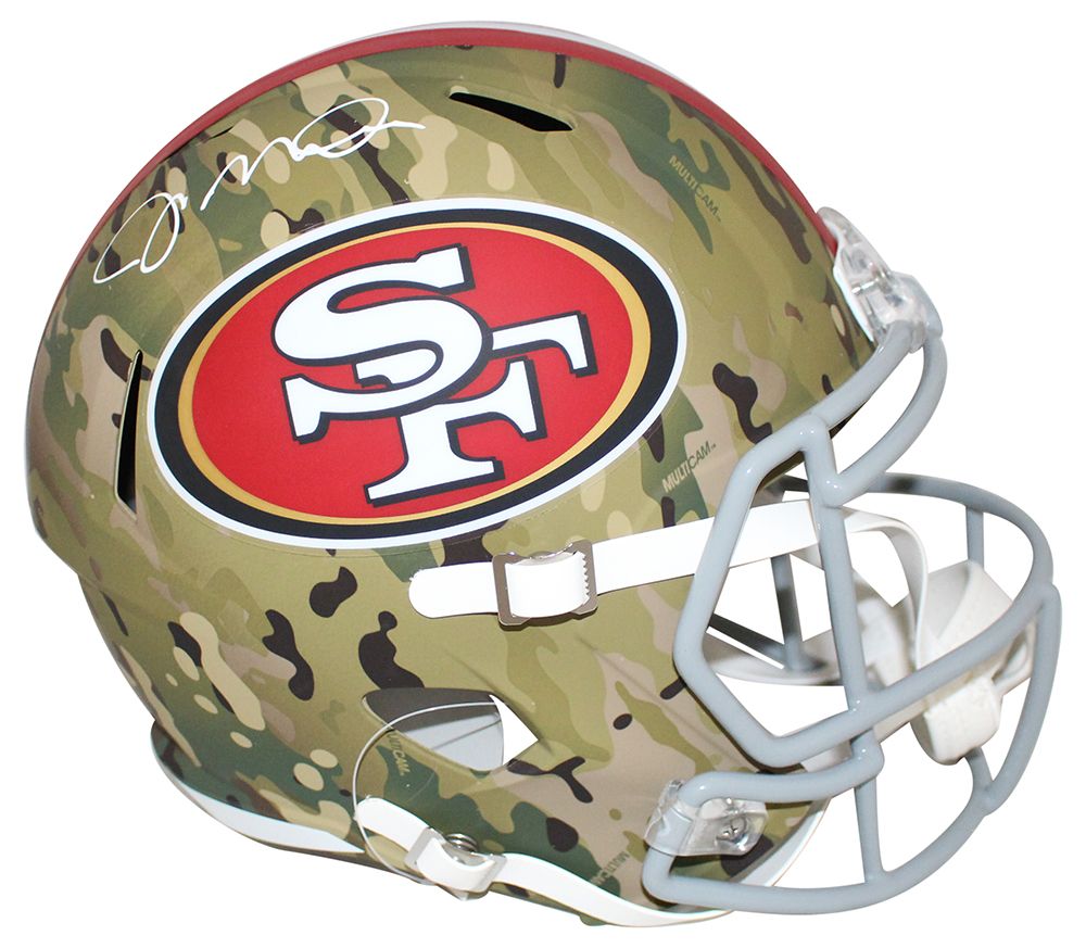 Joe Montana Autographed San Francisco 49ers F/S Camo Speed Helmet BAS