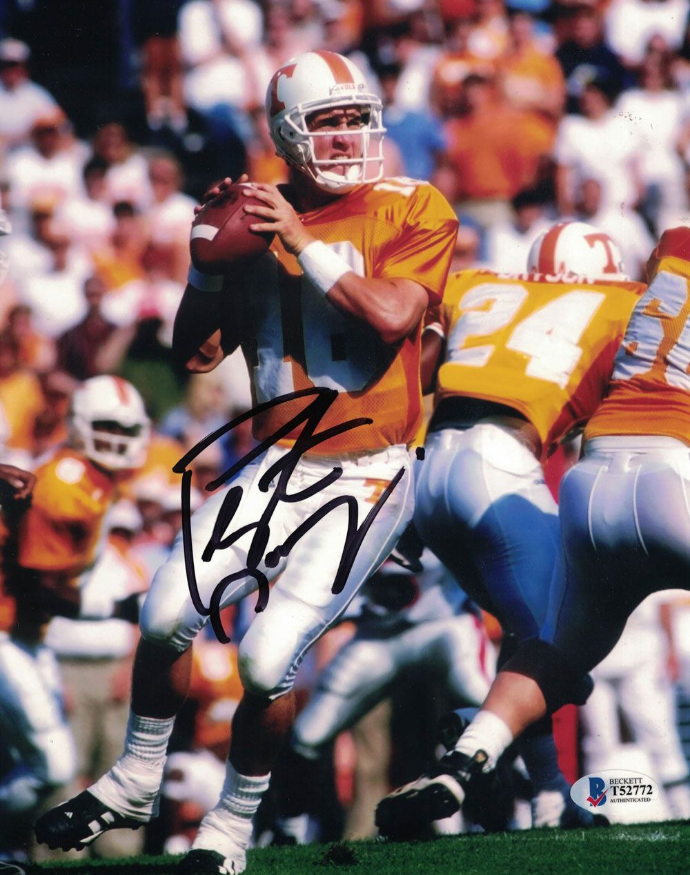 Peyton Manning Autographed/Signed Tennessee Volunteers 8x10 Photo BAS