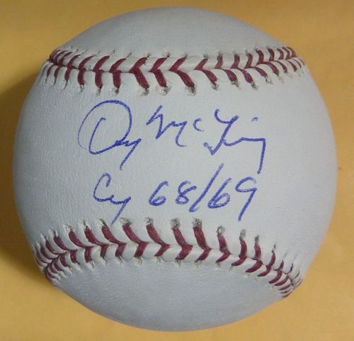 Denny McLain Autographed Detroit Tigers OML Baseball CY 68/69