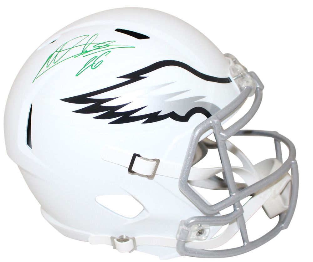 Miles Sanders Autographed/Signed Philadelphia Eagles Flat White Helmet JSA