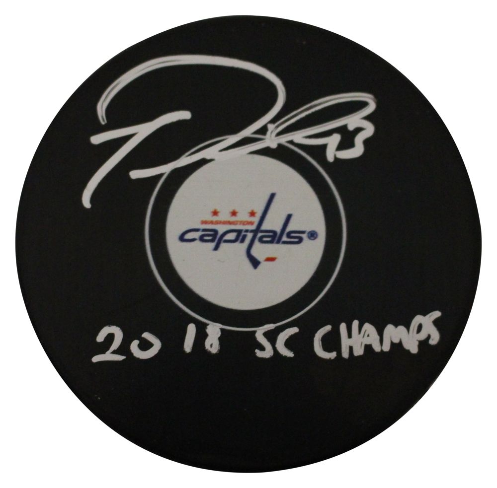 Tom Wilson Autographed Washington Capitals Logo Puck 2018 SC Champs FAN
