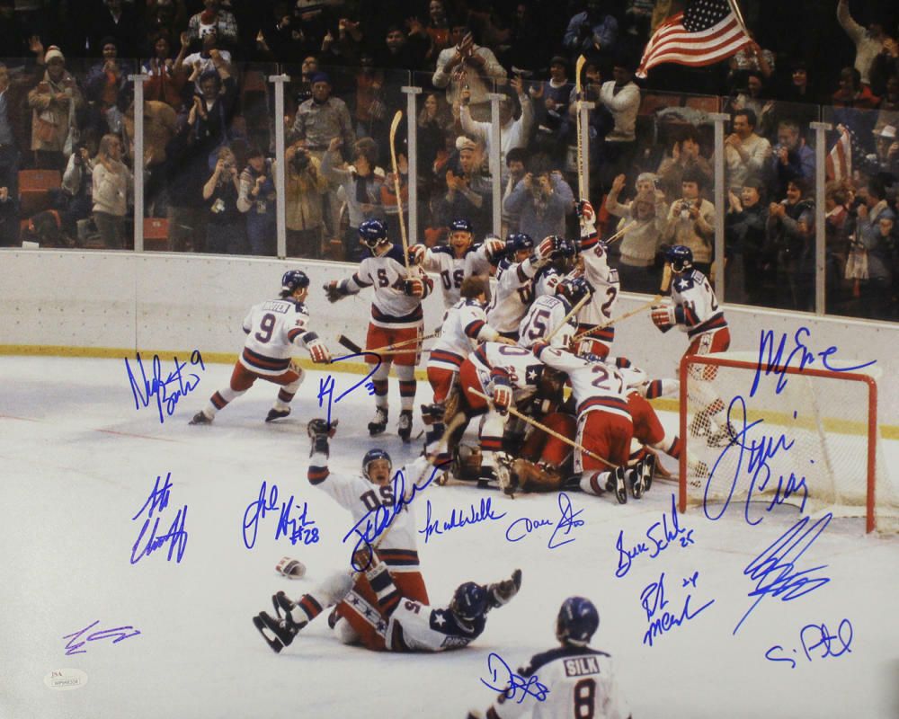 1980 USA Hockey Autographed Miracle on Ice 16x20 Photo 15 Sigs JSA