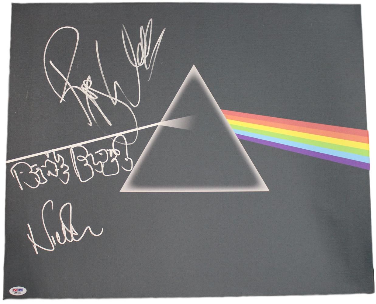 Roger Waters &amp; Nick Mason Autographed Pink Floyd 18x22 Canvas PSA LOA