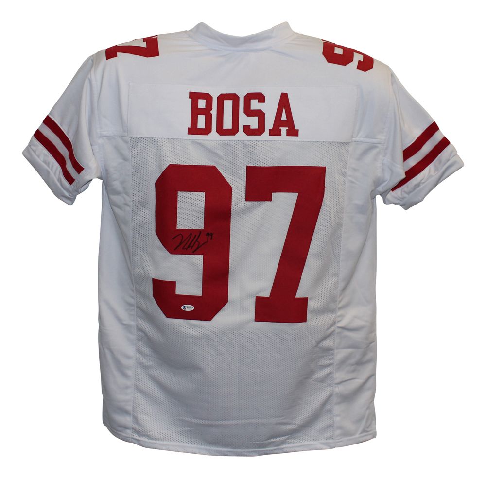 Nick Bosa Autographed/Signed Pro Style White XL Jersey BAS