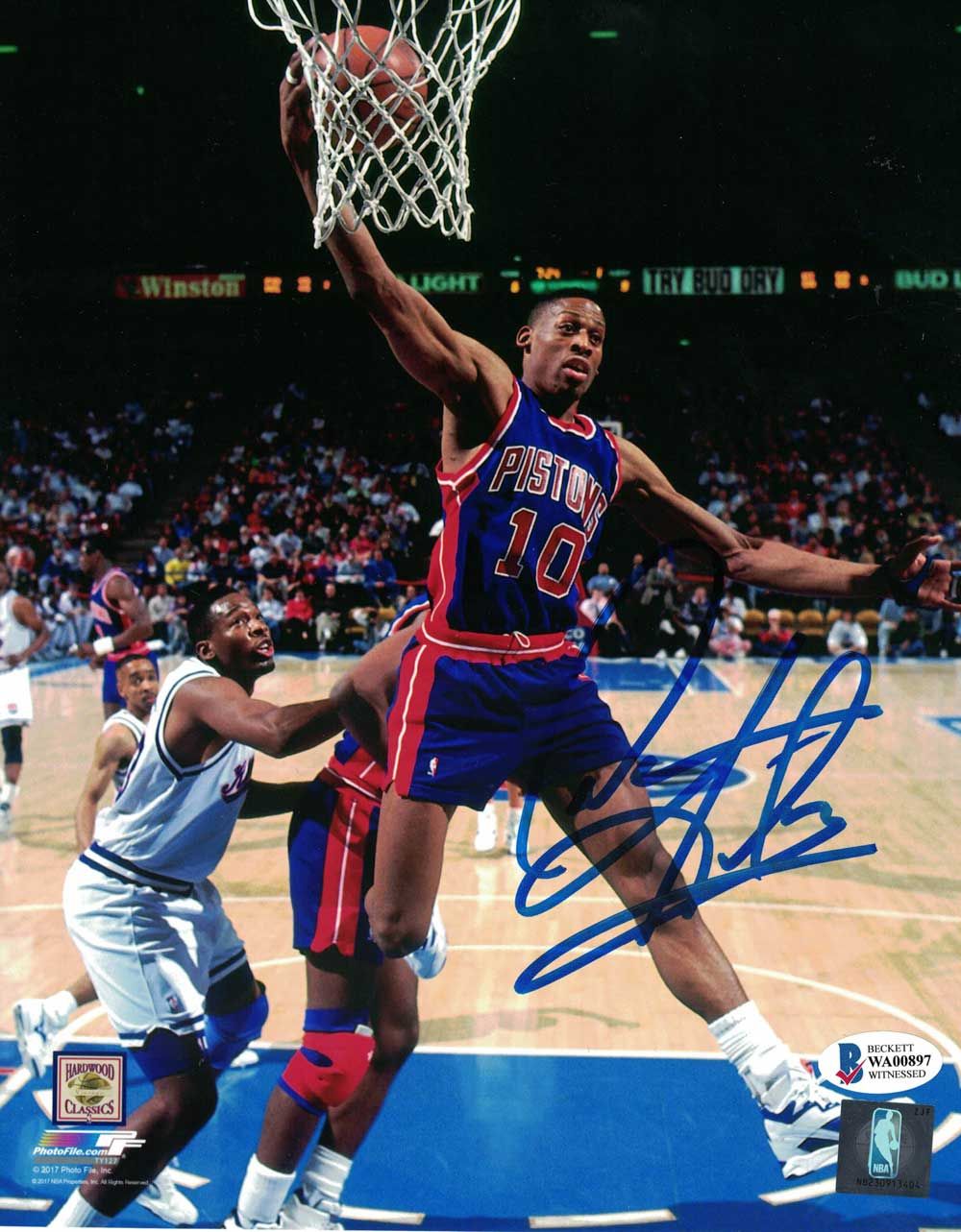 Dennis Rodman Autographed/Signed Detroit Pistons 8x10 Photo BAS PF