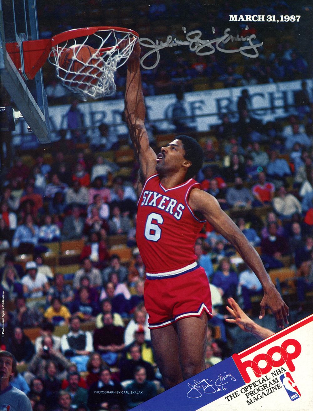 Julius Erving Autographed/Signed 3/31/1987 Hoop Magazine JSA