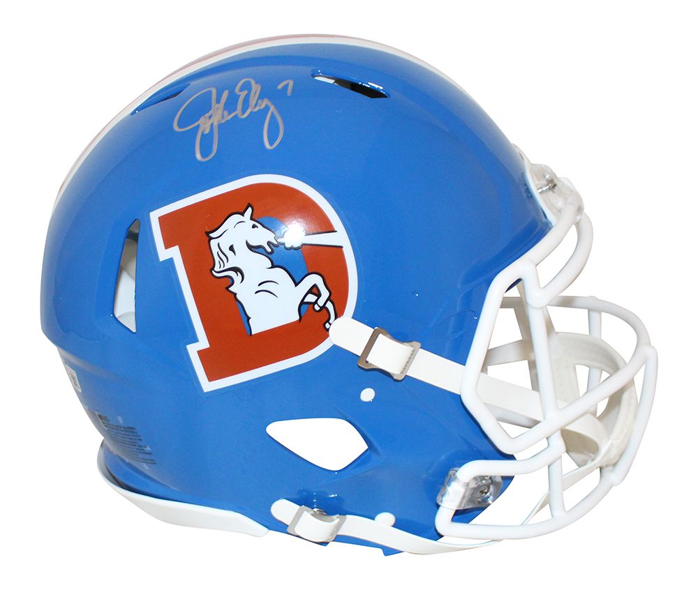 John Elway Autographed Denver Broncos Authentic D-Logo Speed Helmet BAS