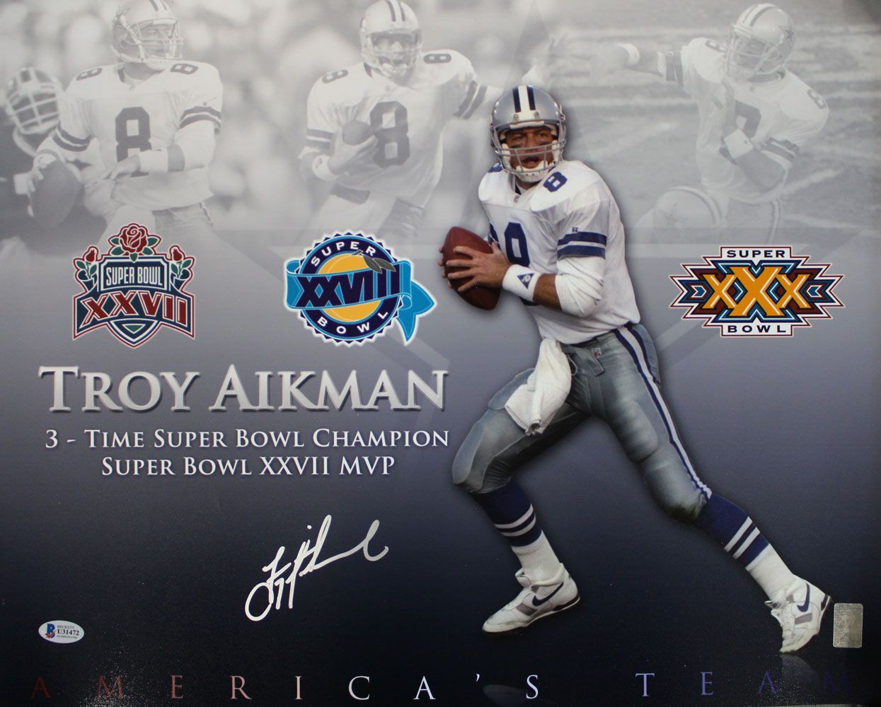 Troy Aikman Autographed/Signed Dallas Cowboys 16x20 Photo BAS