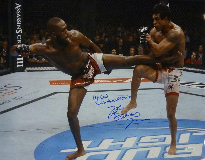 Jon Bones Jones Autographed UFC 16x20 vs Vitor Belfort w/IHW Champion &amp; JSA