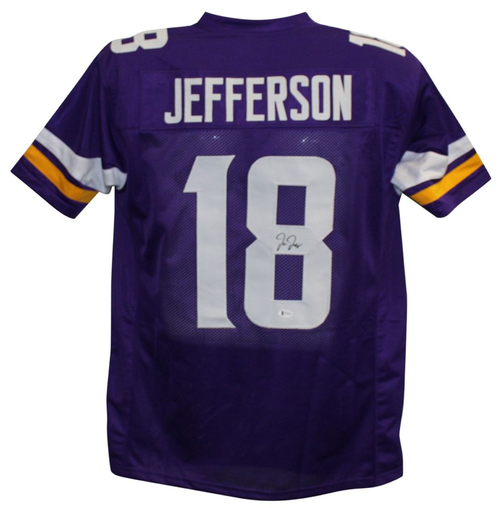Justin Jefferson Autographed/Signed College Style Purple XL Jersey BAS