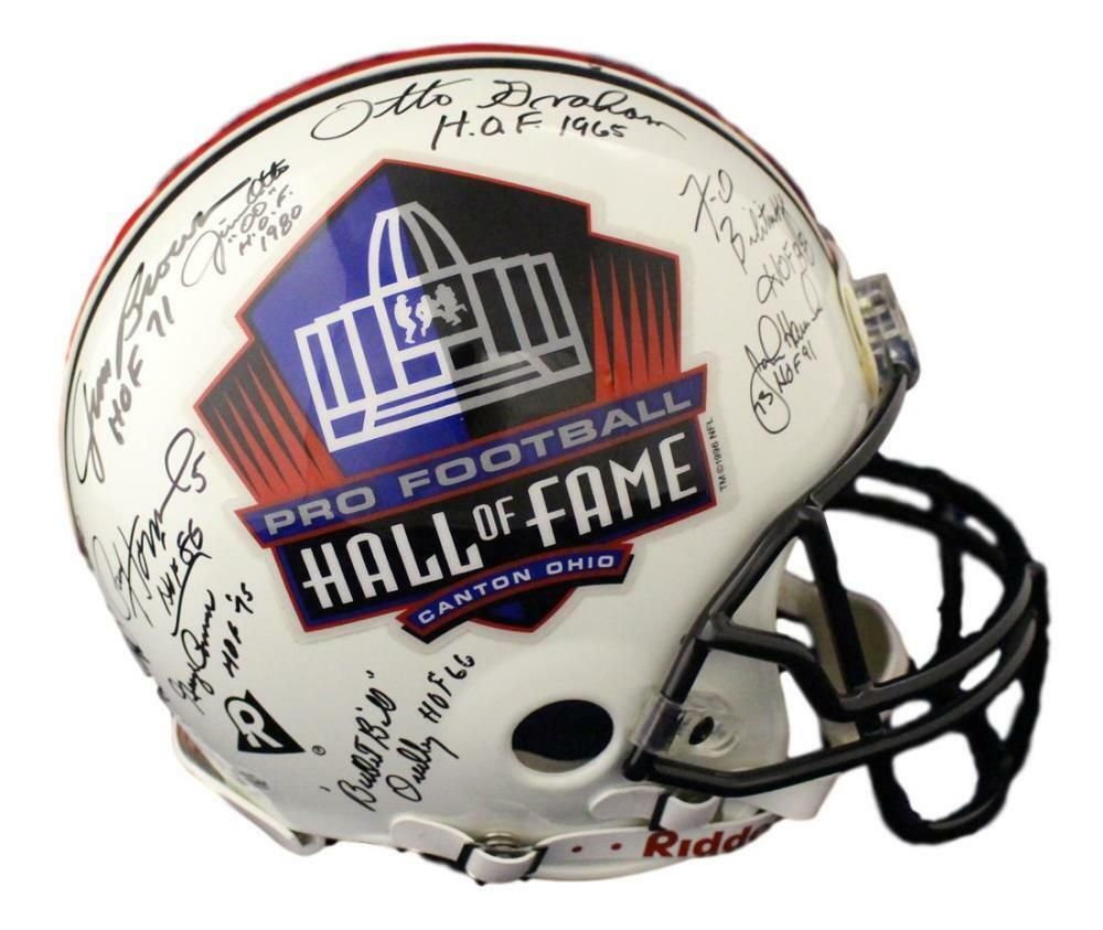 Hall of Fame NFL Signed Proline Helmet 23 Sigs Brown Ditka Harris BAS