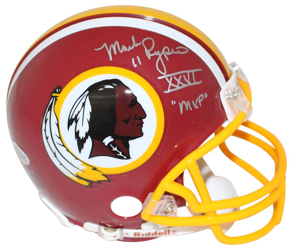 Mark Rypien Autographed Washington Redskins Mini Helmet XXVI MVP BAS