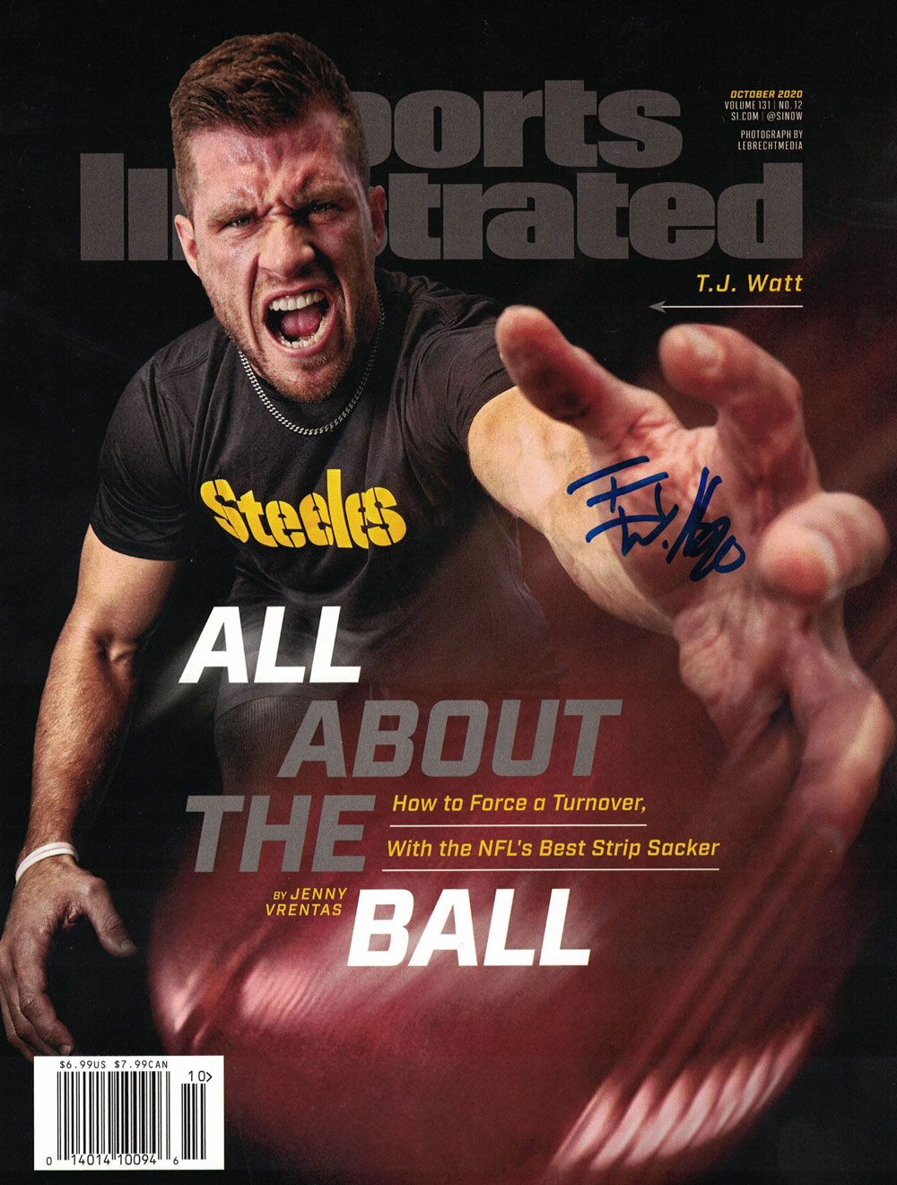 TJ Watt Signed Pittsburgh Steelers Oct 2020 Sports Illustrated Magazine BAS