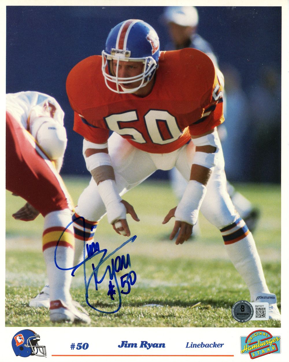 Jim Ryan Autographed/Signed Denver Broncos 8x10 Photo Beckett 45242