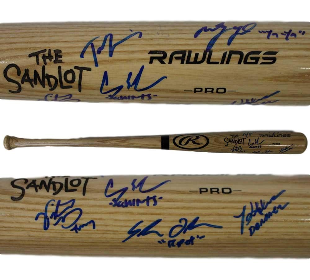 The Sandlot Autographed Blonde Rawlings Baseball Bat 6 Sigs Squints BAS
