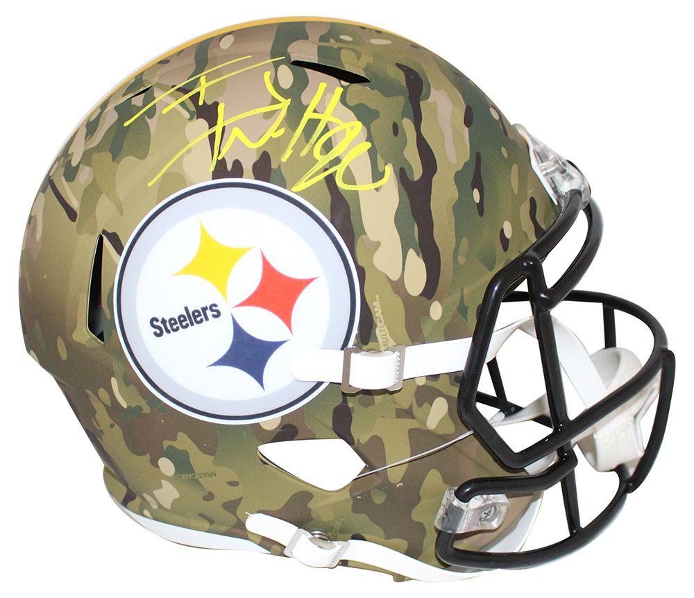 TJ Watt Autographed Pittsburgh Steelers F/S Speed Camo Helmet BAS