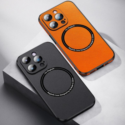 Magnetic Wireless Charging Leather iPhone Case 14 13 12 11 15 Pro