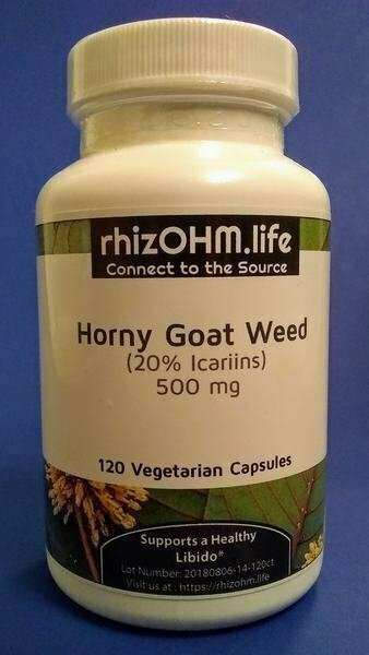 Horny Goat Weed (Epimedium 20% Icariins) 500 mg x 120 Veggie Caps