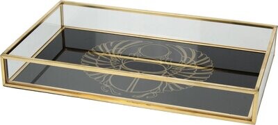 Mooi glas met messing tableau, met scarabee