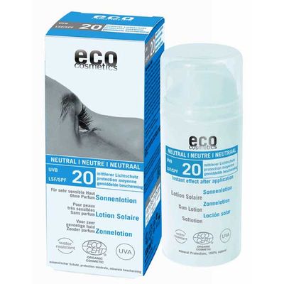 Biologische zonnebrandcreme SPF20, zeer geschikt voor kinderen