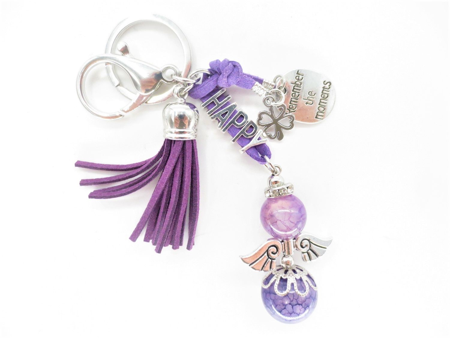 HAPPY angel sleutelhanger Paars