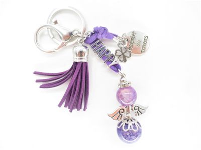 HAPPY angel sleutelhanger Paars