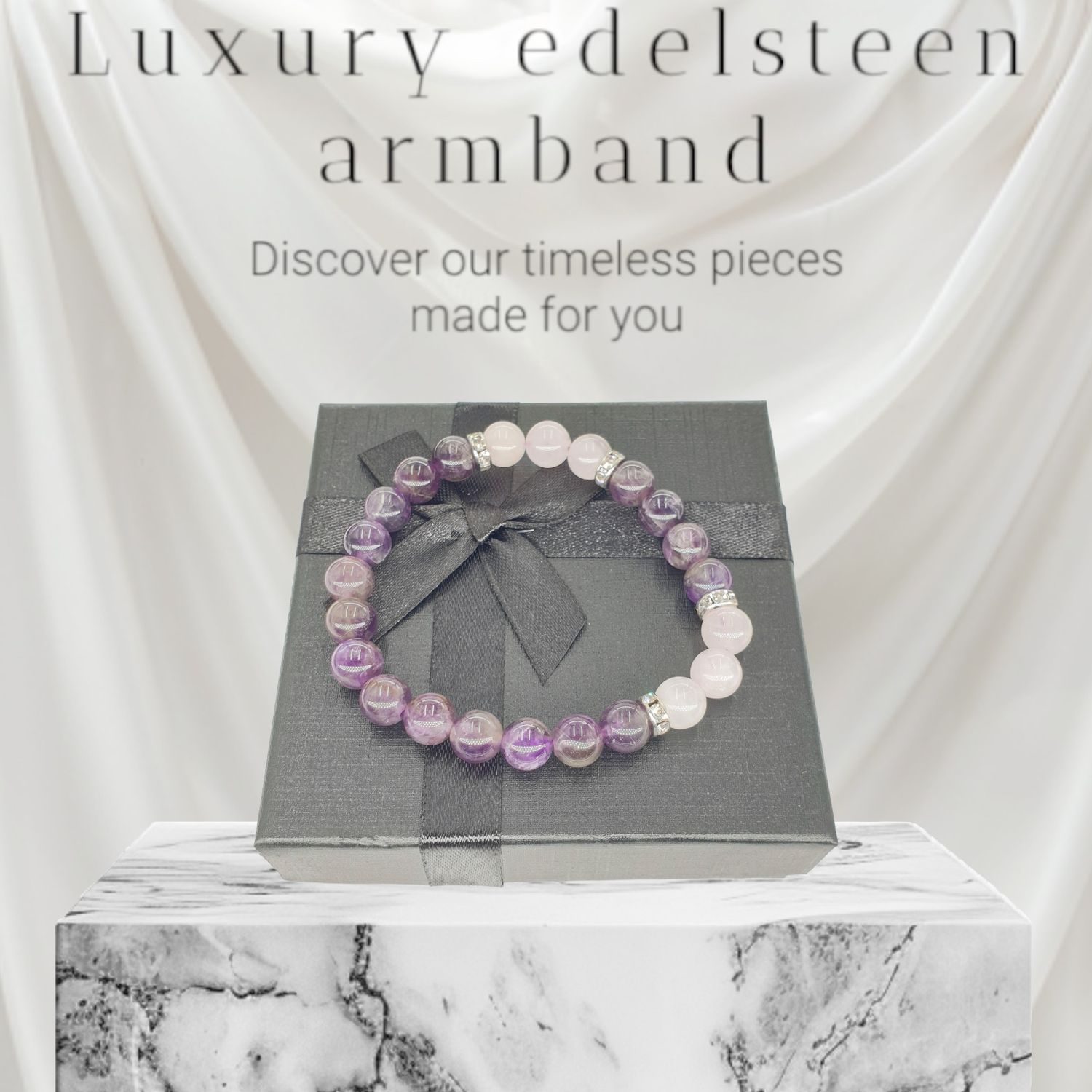 Armband met Amethist en Rozenkwarts