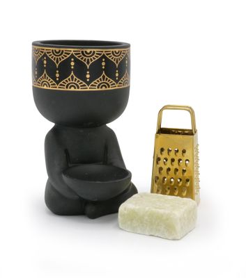 met liefde, geschenk set met Buddha, amberblokje en schaafje