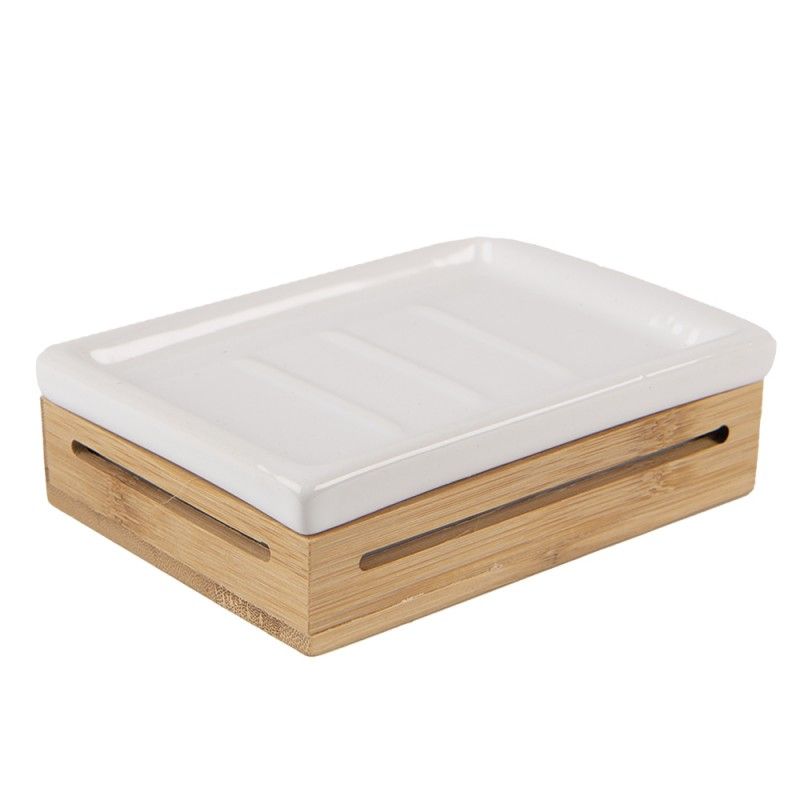 Landelijk hout met keramiek zeepbakje