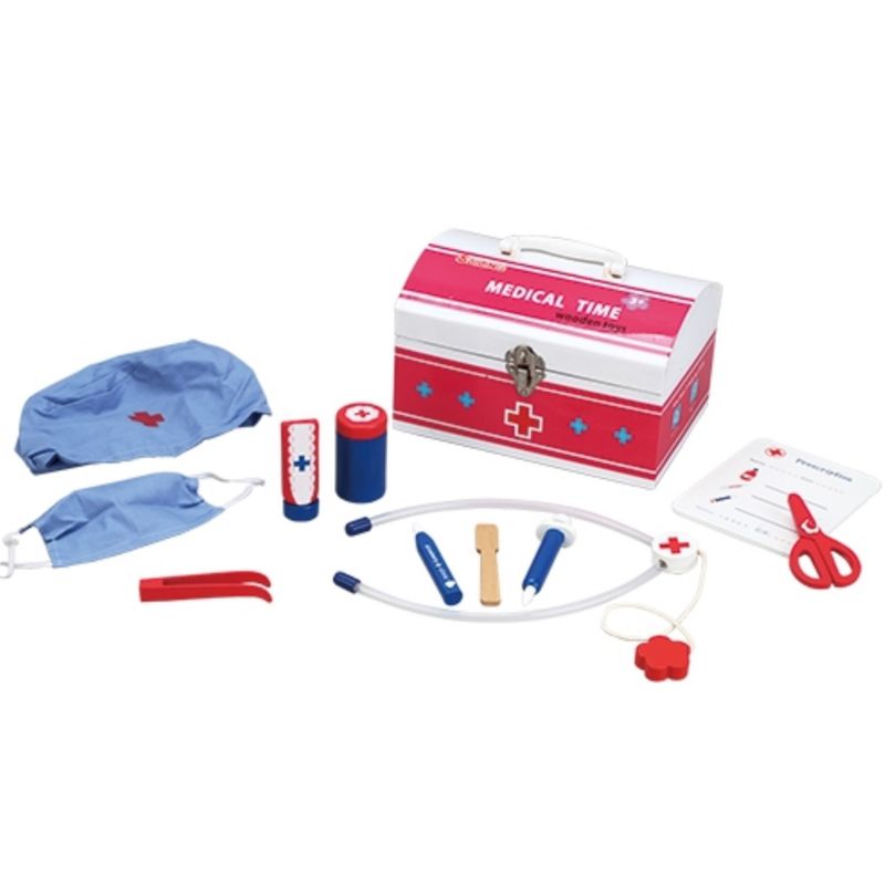 Dokter set in koffer, hout