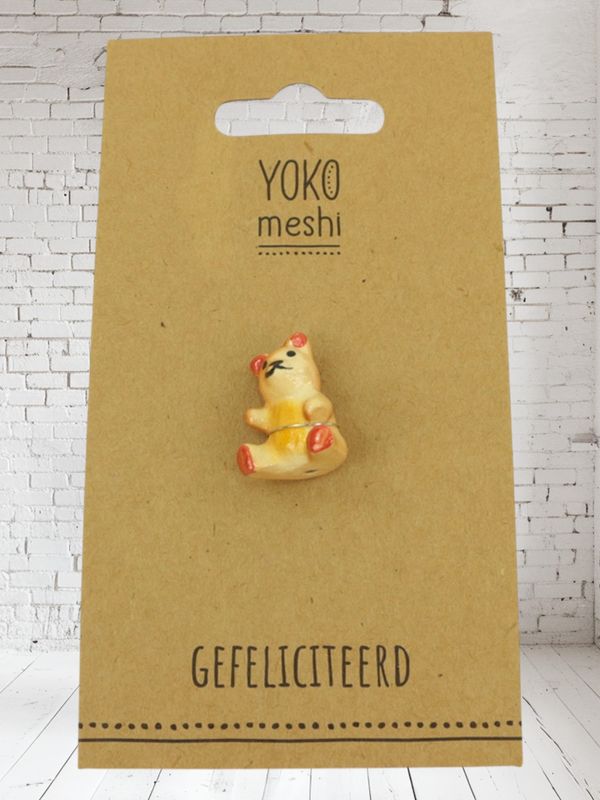 Gefeliciteerd kaart, met stenen teddybeertje erop