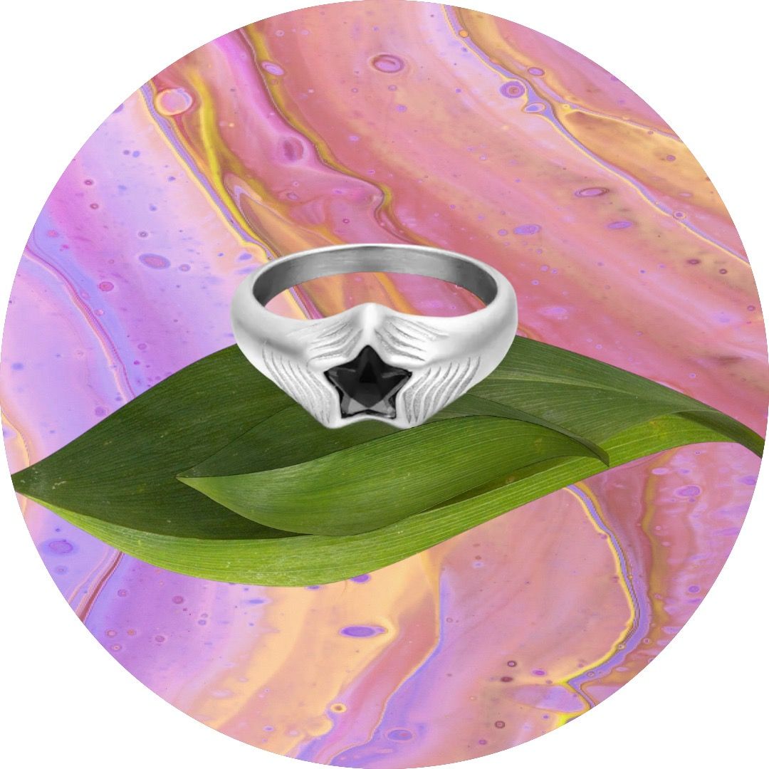 rvs ring met ster van zircoon