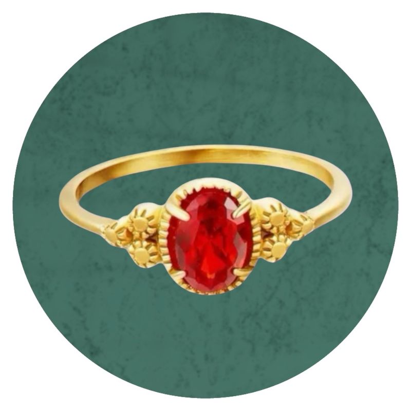 rvs ring met rode zircoon