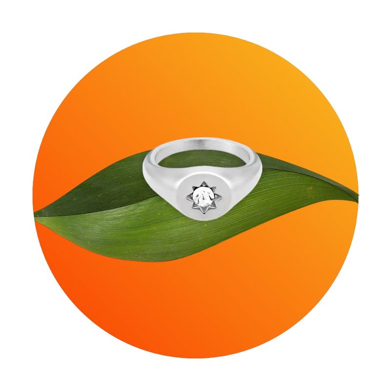 rvs ring met kleine ster en zircoon
