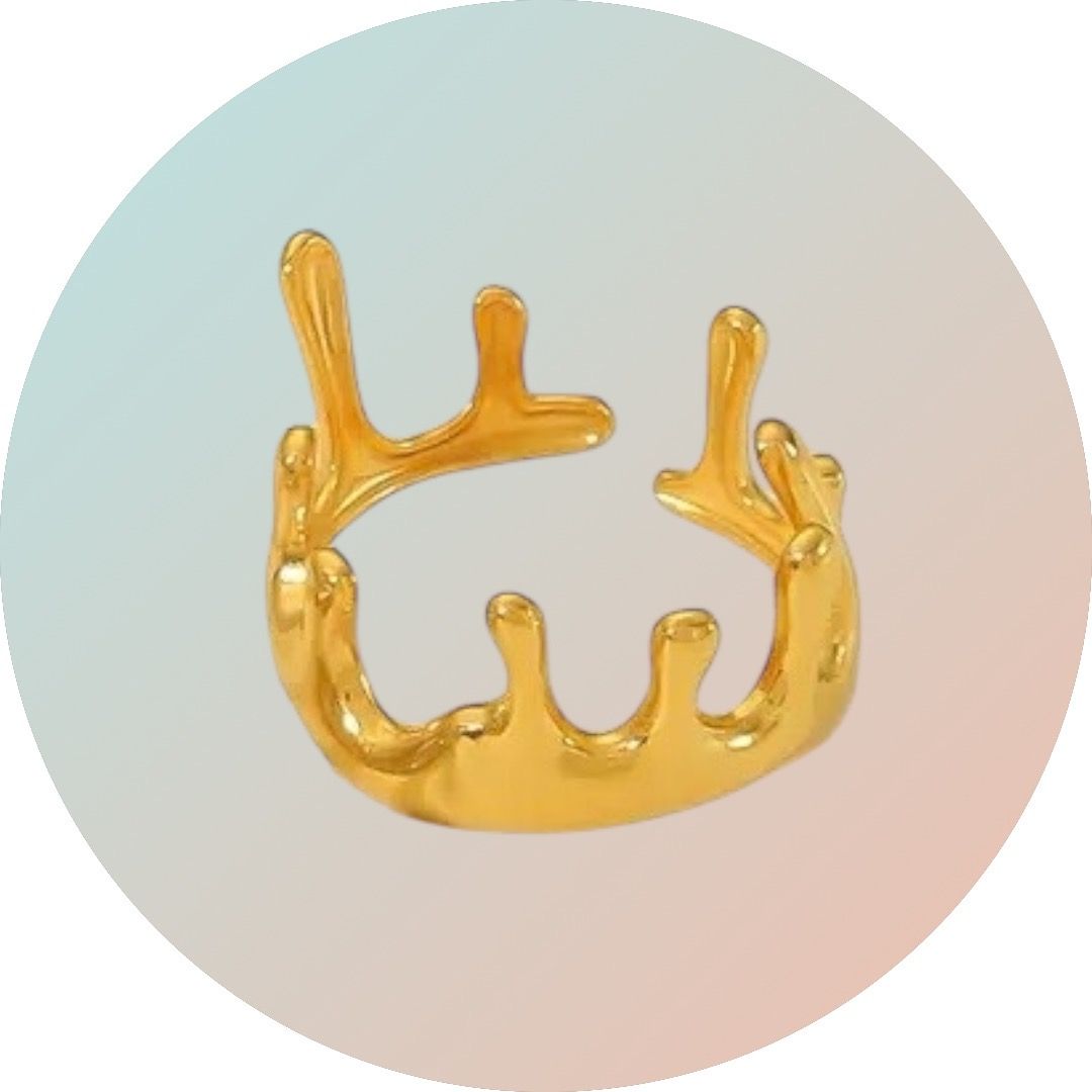 Classic druppel ring, rvs en 18 K verguld