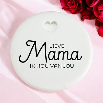 Geluks brengertje van keramiek met stoffen zakje, Lieve mama