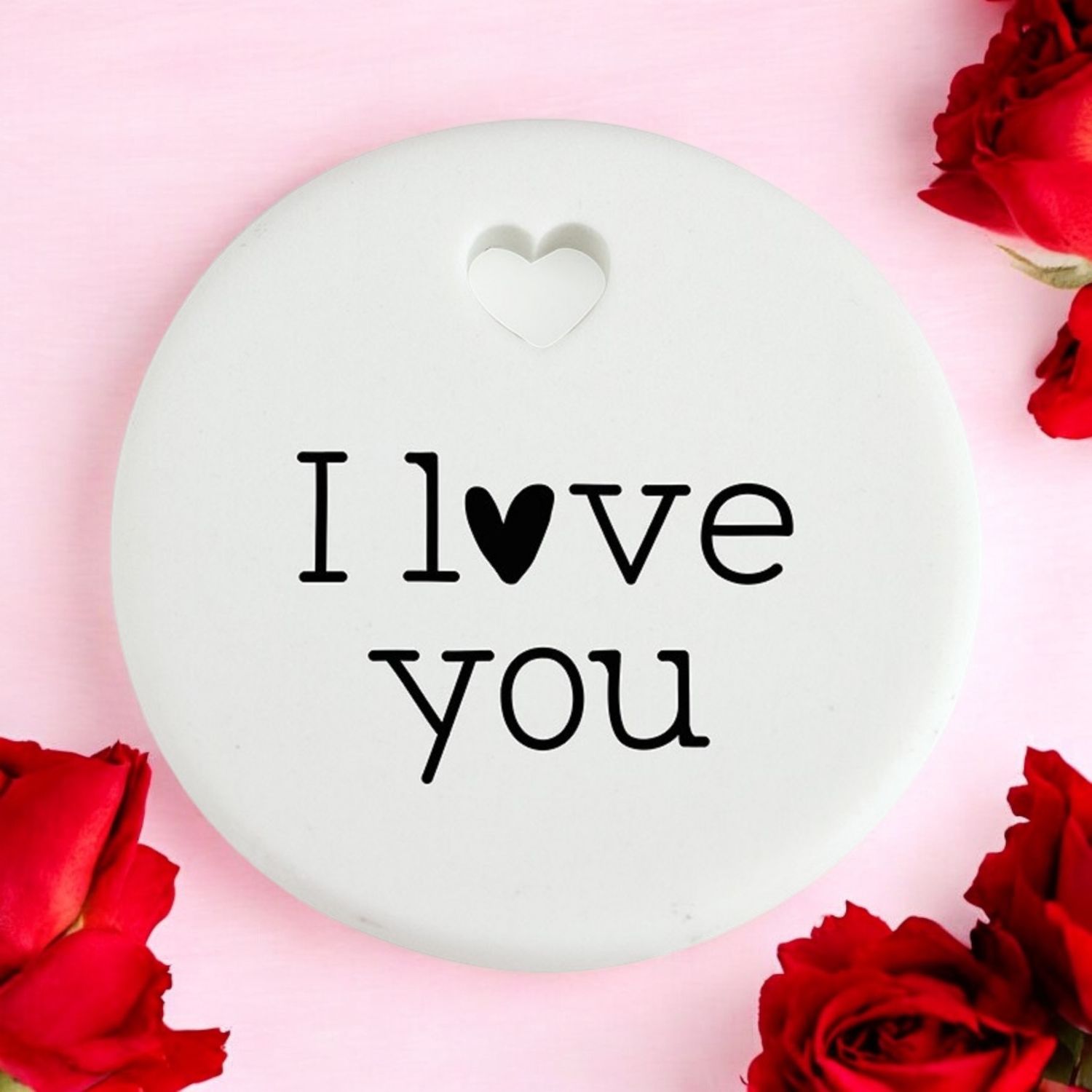 Geluks brengertje van keramiek met stoffen zakje, I love You