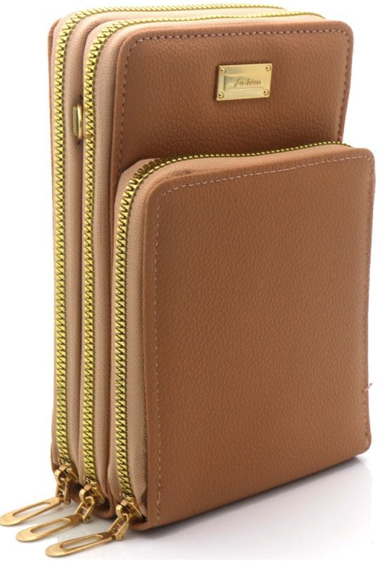 Handig telefoontasje, waar je meer in kan meenemen, Camel kleur