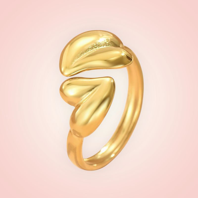Ring met harten, 18 K gold plated Stainless Steel