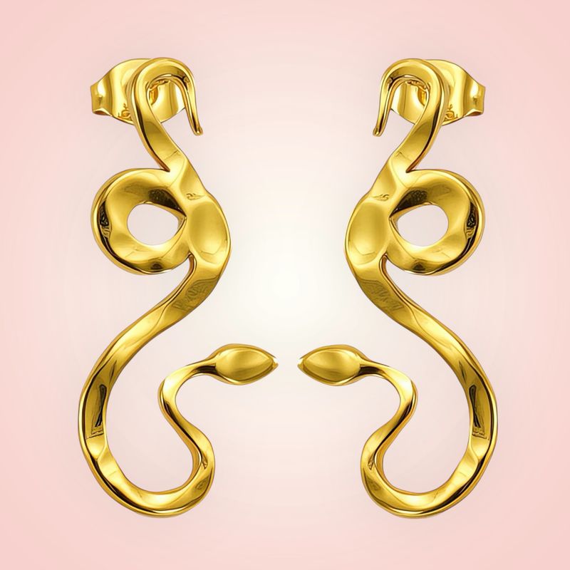 Oorbellen Slangen, 18 K gold plated Stainless Steel