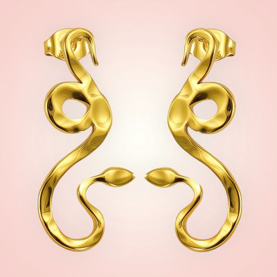 Oorbellen Slangen, 18 K gold plated Stainless Steel