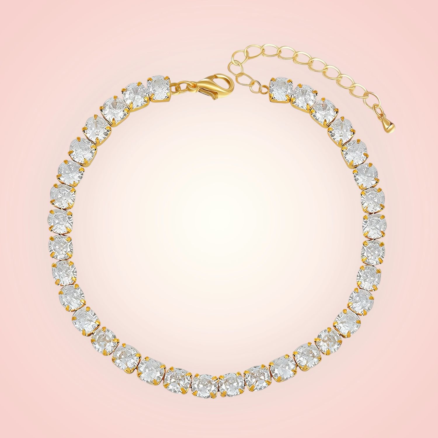 Tennisarmband met Zirconias, 18 K gold plated Stainless Steel