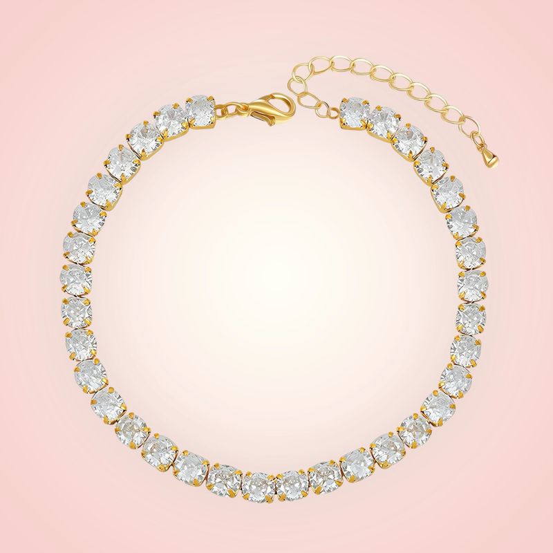 Tennisarmband met Zirconias, 18 K gold plated Stainless Steel