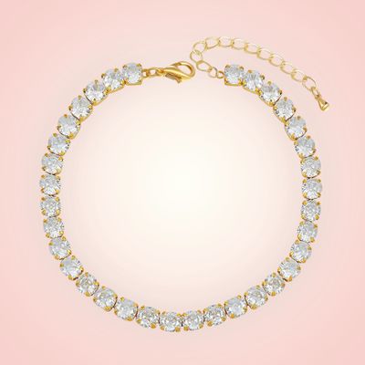 Tennisarmband met Zirconias, 18 K gold plated Stainless Steel