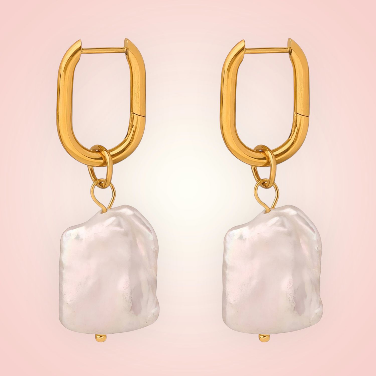 Oorbellen echte Parels 18 K gold plated Stainless Steel 