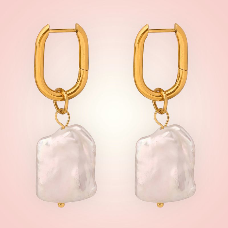 Oorbellen echte Parels 18 K gold plated Stainless Steel 