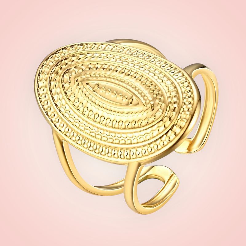 Ring met Ovaal, 18 K gold plated Stainless Steel