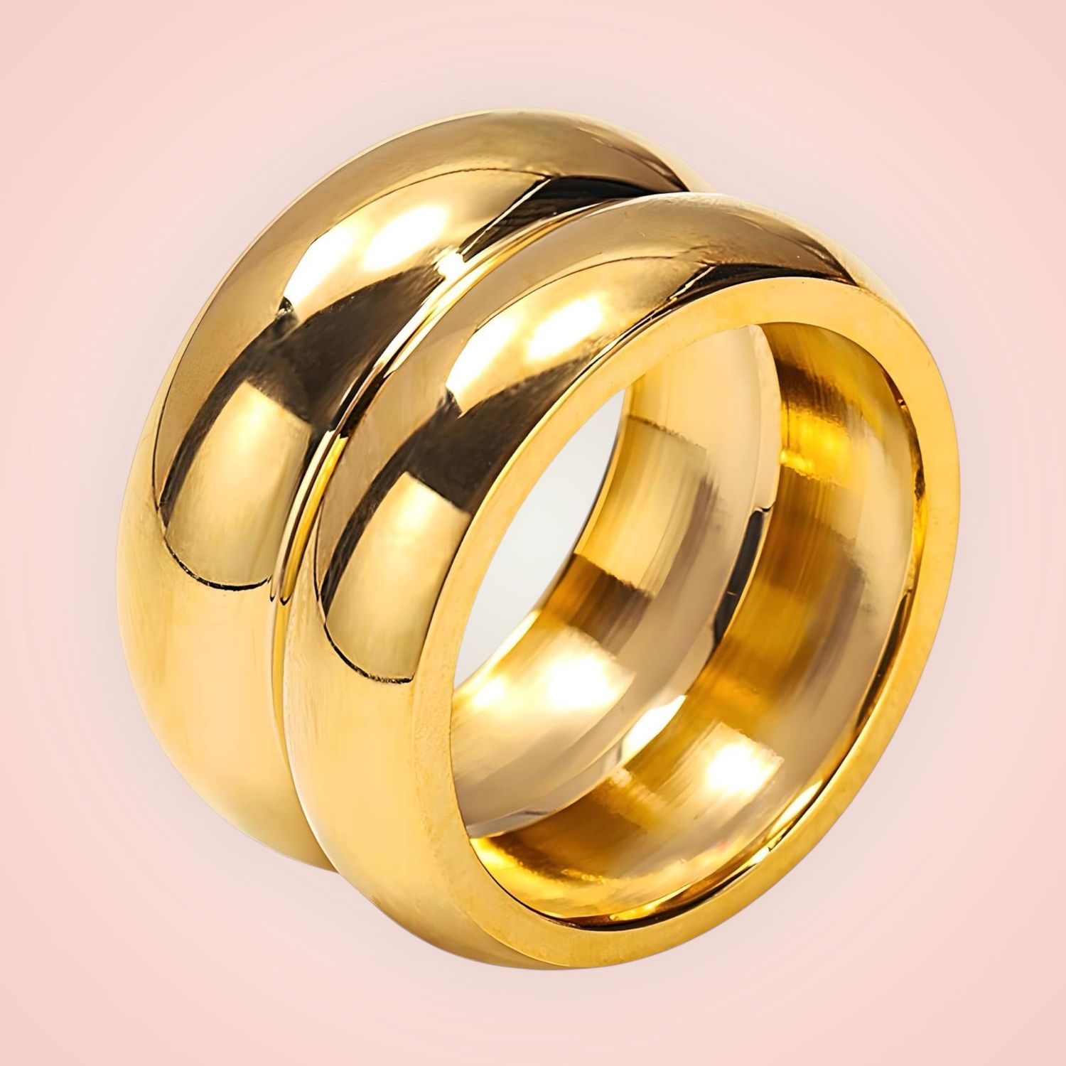 Ring dubbel, 18 K gold plated Stainless Steel